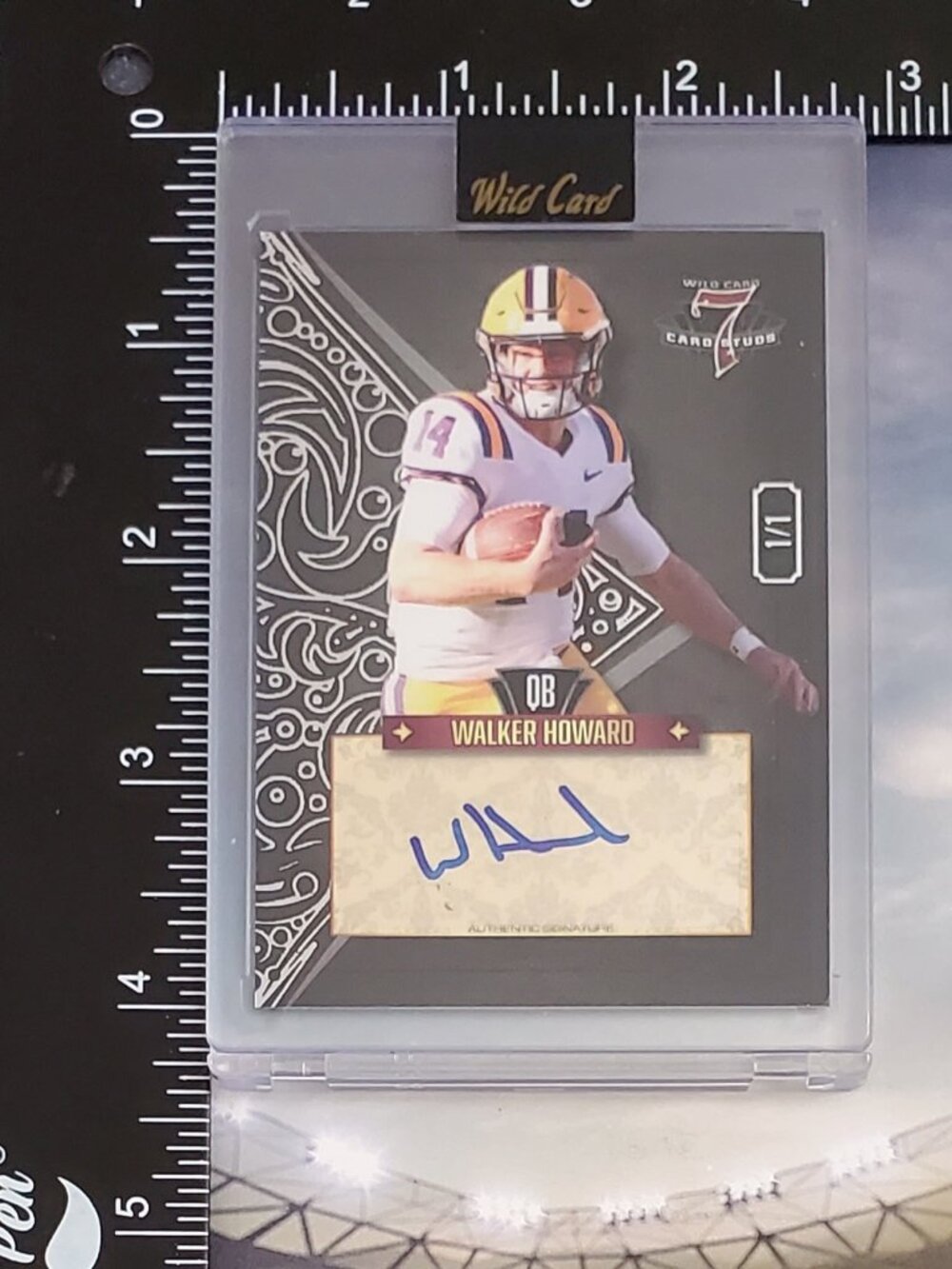 Walker Howard 2023 Wild Card 7 Card Stud Auto Left Diamond 1/1 Ole Miss